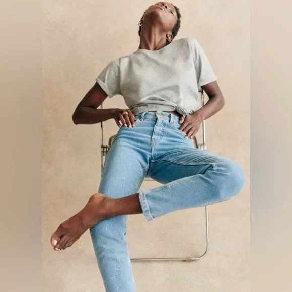 ✨Sezane Slim Parfait Sz 38/US 6 Jeans In Light Blue Wash✨ - Picture 1 of 10